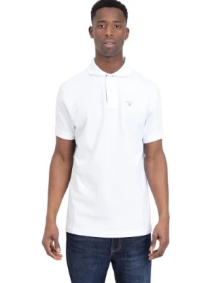 Zdjęcie produktu Biała Koszulka Polo z Szarym Niebieskim Logo Barbour