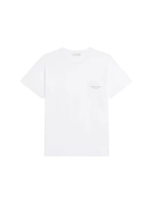 Zdjęcie produktu Biała koszulka z kieszenią i hasłem Rain or Shine Mackintosh