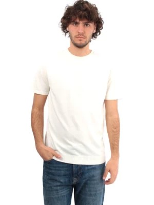 Zdjęcie produktu Biała Koszulka z Krótkim Rękawem z Okrągłym Dekoltem z Kompaktowej Bawełny Daniele Fiesoli