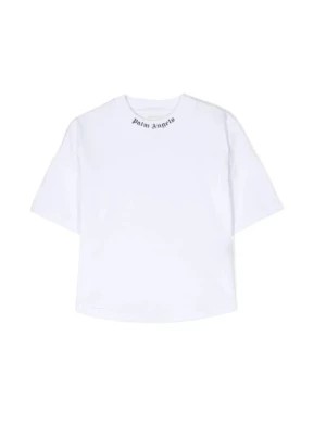 Zdjęcie produktu Biała Koszulka z Logo Dzieci Bawełna Jersey Palm Angels