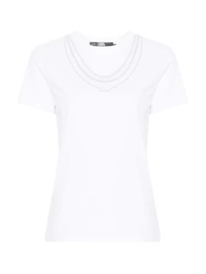 Zdjęcie produktu Biała koszulka z srebrnymi naszyjnikami Karl Lagerfeld