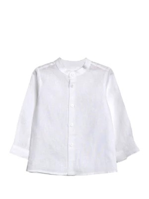 Zdjęcie produktu Biała lniana koszula z kołnierzykiem mandarynką Little Bear