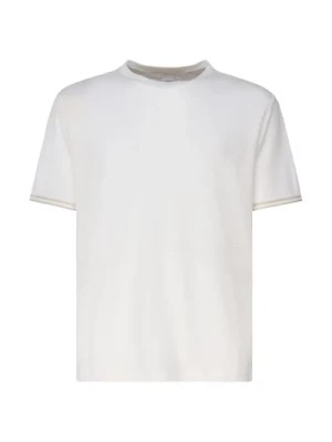 Zdjęcie produktu Biała lniana koszulka z bawełną okrągły kołnierz Eleventy