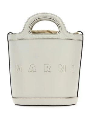 Zdjęcie produktu Biała mała skórzana torba Tropicalia typu bucket Marni