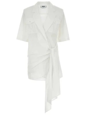 Zdjęcie produktu Biała mini sukienka z poplinu Msgm