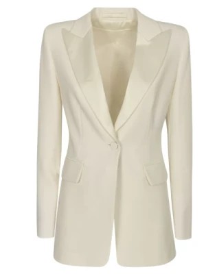 Zdjęcie produktu Biała odzież wierzchnia z satynowymi klapami Max Mara