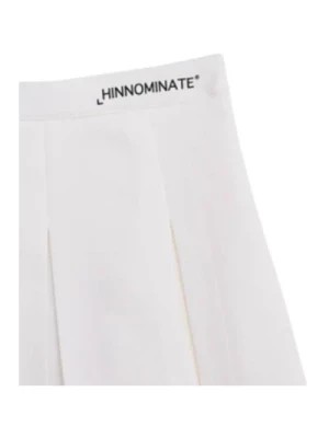 Zdjęcie produktu Biała Plisowana Mini Spódnica z Kontrastowym Nadrukiem Logo Hinnominate