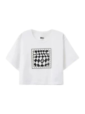 Zdjęcie produktu Biała Przycięta Koszulka Dziecięca z Nadrukiem Logo Maison Margiela