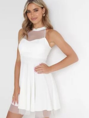 Zdjęcie produktu Biała Rozkloszowana Sukienka Mini z Siateczką Philippina
