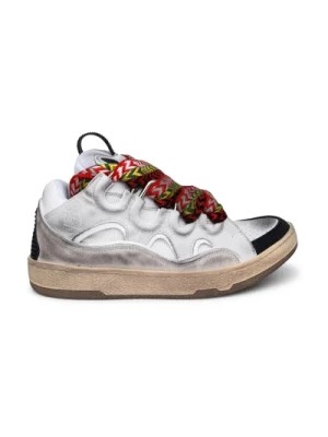 Zdjęcie produktu Biała Skórzana Sneaker z Wstawkami z Zamszu i Meshu Lanvin