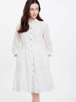 Zdjęcie produktu Biała sukienka damska krótka z haftem Greenpoint