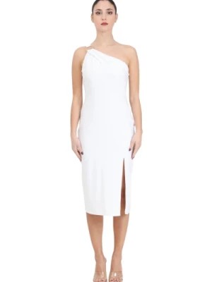 Zdjęcie produktu Biała Sukienka Midi z Jednym Ramieniem i Złotym Detalem Ralph Lauren