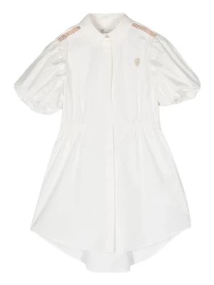 Zdjęcie produktu Biała Sukienka Milano z Rękawami w Balonowym Stylu i Paskowym Detalem na Ramionach Eleventy
