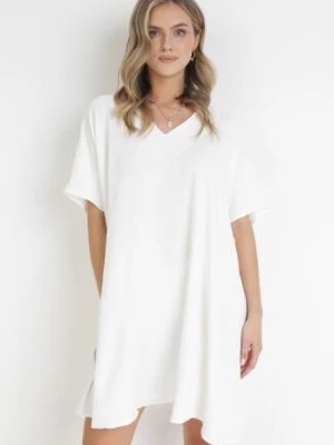 Zdjęcie produktu Biała Sukienka o Fasonie Nietoperza z Wiązaniem na Plecach Miken
