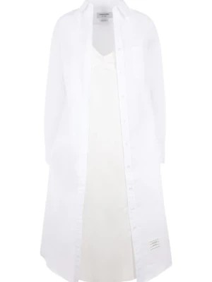 Zdjęcie produktu Biała sukienka z bawełny Oxford z jedwabnym wstawką negliżu Thom Browne