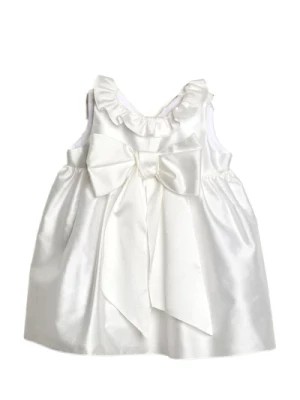 Zdjęcie produktu Biała Sukienka z Bawełny Satynowej z Kokardą Little Bear