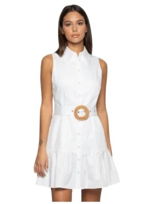 Zdjęcie produktu Biała Sukienka z Bawełny z Przodu na Guziki Kocca