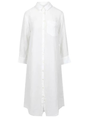 Zdjęcie produktu Biała Sukienka z Lnu z Kołnierzykiem Roy Roger's