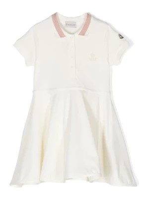 Zdjęcie produktu Biała Sukienka z Piké i Haftowanym Logo Moncler