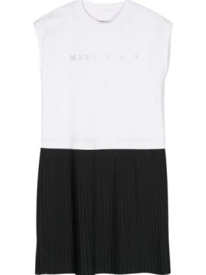 Zdjęcie produktu Biała Sukienka z Plisowaną Spódnicą i Logo Maison Margiela