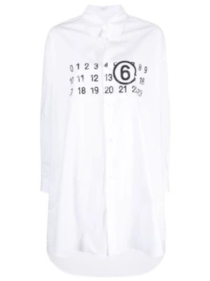 Zdjęcie produktu Biała Sukienka z Podpisem Numerów MM6 Maison Margiela