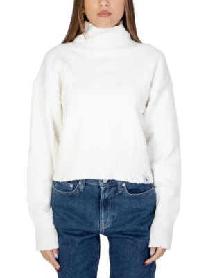 Zdjęcie produktu Biała Sweter z Golfem dla Kobiet Calvin Klein Jeans