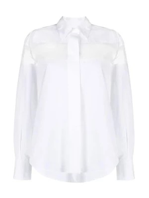 Zdjęcie produktu Biała, wyrafinowana koszula z bawełny z przezroczystym wstawką z organzy Valentino