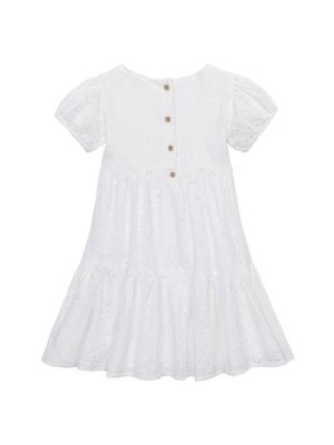Zdjęcie produktu Biała zwiewna sukienka z bawełny dla dziewczynki Minoti
