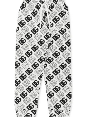 Zdjęcie produktu Białe bawełniane Spodnie Dresowe dla chłopców Dolce & Gabbana