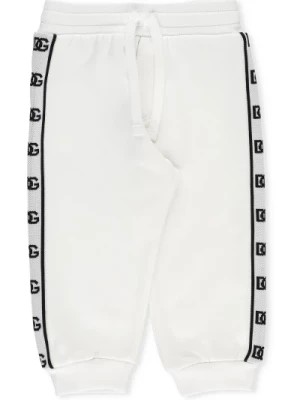 Zdjęcie produktu Białe Bawełniane Spodnie z Logo Dolce & Gabbana