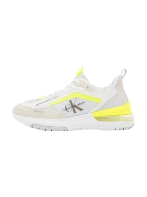 Zdjęcie produktu Białe buty sportowe dla kobiet z fluorescencyjnymi akcentami Calvin Klein