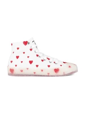 Zdjęcie produktu Białe/Czerwone Heart Logo High-Top Sneakers Moschino