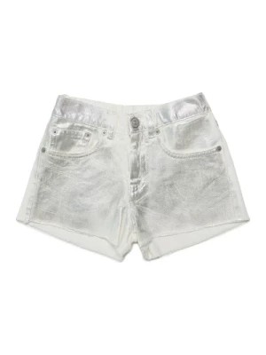 Zdjęcie produktu Białe dżinsowe szorty z efektem metalicznym MM6 Maison Margiela