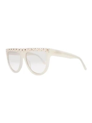 Zdjęcie produktu Białe Okrągłe Okulary przeciwsłoneczne z Brązowymi Szkłami Gradientowymi Guess