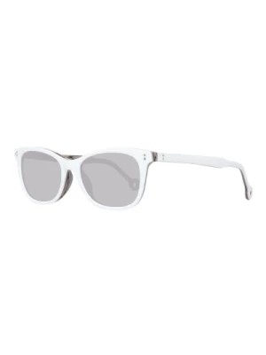 Zdjęcie produktu Białe Okrągłe Okulary Przeciwsłoneczne z Brązowymi Szkłami Gradientowymi Hally & Son