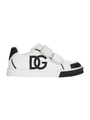 Zdjęcie produktu Białe płaskie buty z logo Dolce & Gabbana