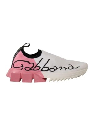 Zdjęcie produktu Białe Różowe Slip-On Sneakers Dolce & Gabbana