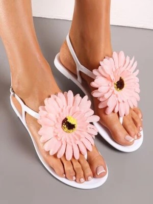 Zdjęcie produktu Białe Sandały Japonki z Kwiatem Tristiva