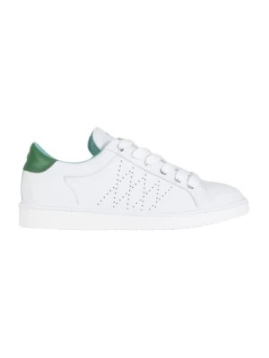 Zdjęcie produktu Białe skórzane buty sznurowane z zielonym spoilerem Panchic