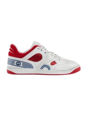 Zdjęcie produktu Białe Skórzane Sneakersy z Czerwoną Siatką Gucci