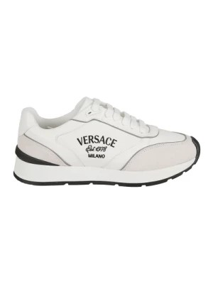 Zdjęcie produktu Białe Skórzane Sneakersy z Haftem Versace Versace