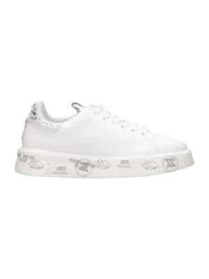 Zdjęcie produktu Białe Skórzane Sneakersy z Okrągłym Nosem Premiata