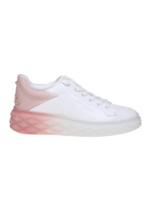 Zdjęcie produktu Białe Skórzane Sneakersy z Różowymi Akcentami Jimmy Choo