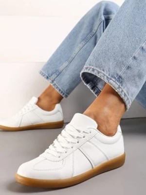 Zdjęcie produktu Białe Sneakersy Tenisówki z Ozdobnymi Przeszyciami Sumina