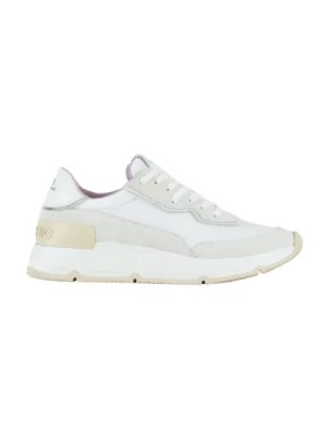 Zdjęcie produktu Białe Sneakersy z Nylonu i Zamszu z Lustrzaną Skórą Panchic