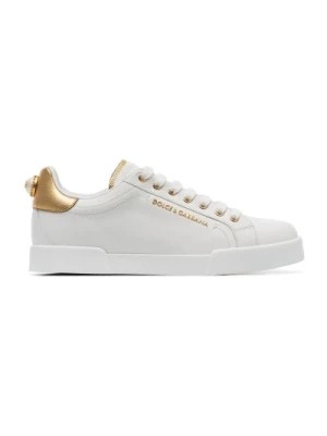 Zdjęcie produktu Białe Sneakersy z Ozdobą z Sztucznej Perły Dolce & Gabbana