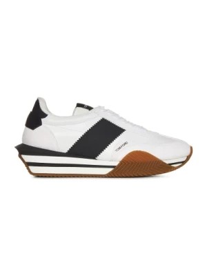 Zdjęcie produktu Białe Sneakersy z Szczegółami ze Skóry Tom Ford