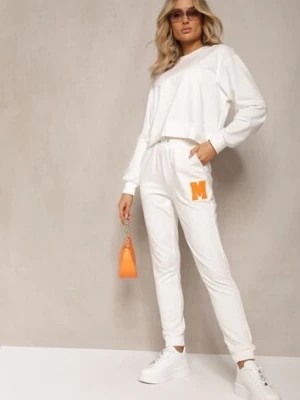 Zdjęcie produktu Białe Spodnie Dresowe z Naszywką na Nogawce Aralsta