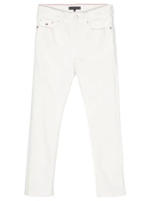 Zdjęcie produktu Białe Spodnie Slim Fit z Haftowanym Logo Tommy Hilfiger
