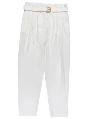 Zdjęcie produktu Białe Spodnie z Szerokimi Nogawkami i Paskiem z Wełny Balmain